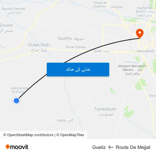 Route De Mejjat to Gueliz map