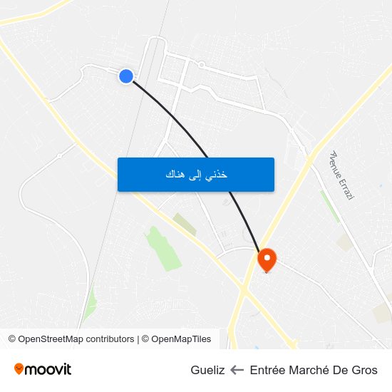 Entrée Marché De Gros to Gueliz map