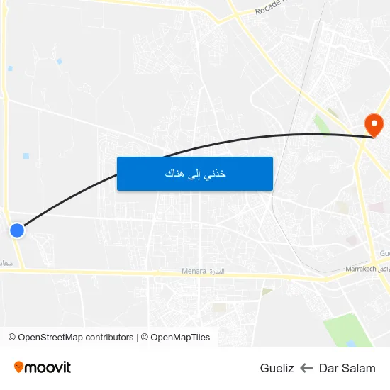 Dar Salam to Gueliz map