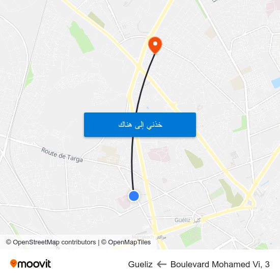 Boulevard Mohamed Vi, 3 to Gueliz map