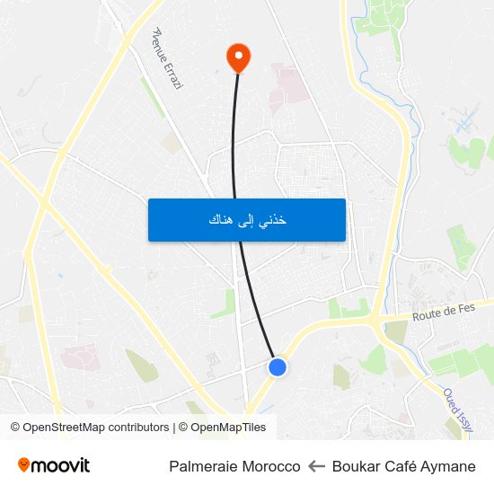 Boukar Café Aymane to Palmeraie Morocco map