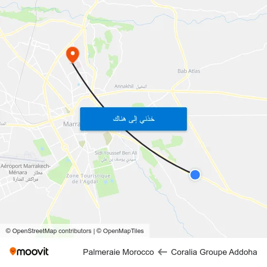 Coralia Groupe Addoha to Palmeraie Morocco map