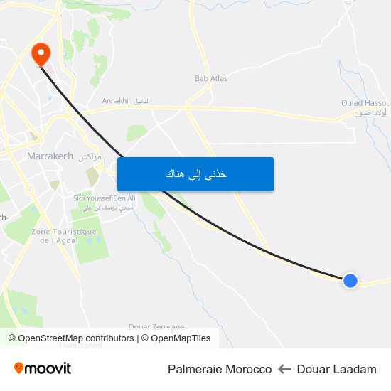 Douar Laadam to Palmeraie Morocco map