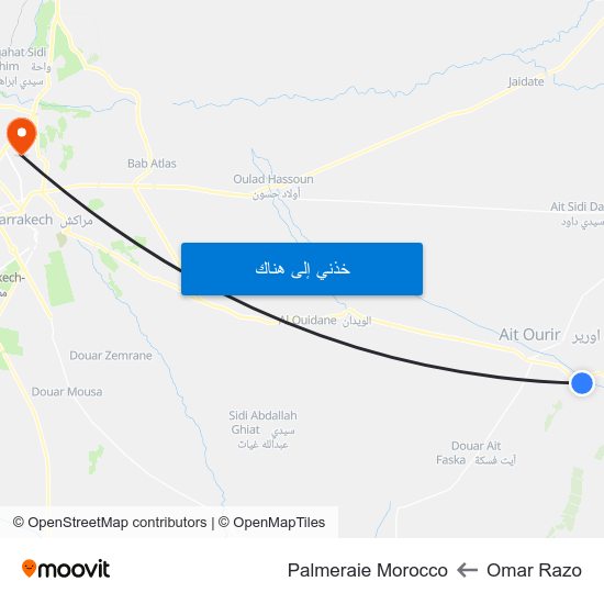 Omar Razo to Palmeraie Morocco map