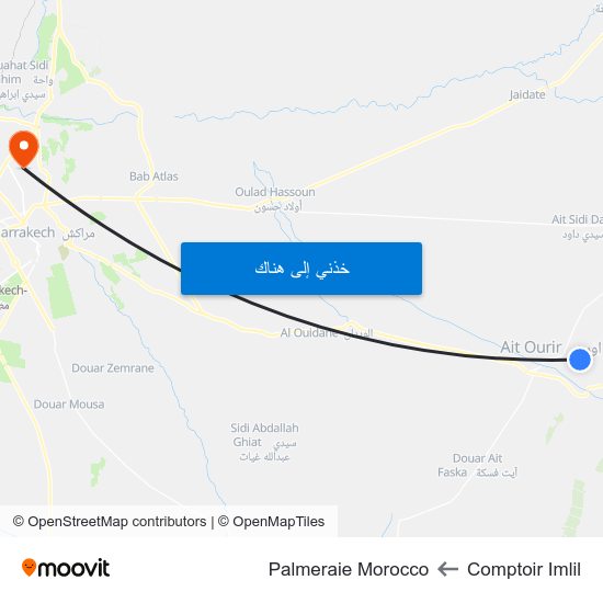 Comptoir Imlil to Palmeraie Morocco map