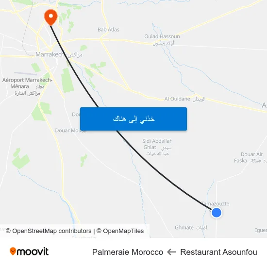 Restaurant Asounfou to Palmeraie Morocco map