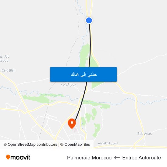 Entrée Autoroute to Palmeraie Morocco map