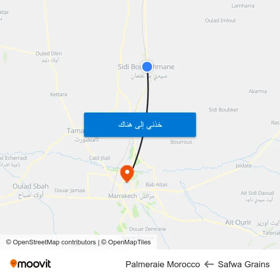 Safwa Grains to Palmeraie Morocco map