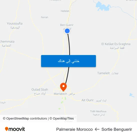 Sortie Benguerir to Palmeraie Morocco map