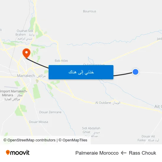 Rass Chouk to Palmeraie Morocco map