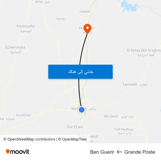 Grande Poste to Ben Guerir map