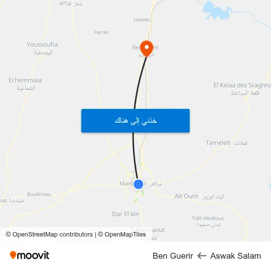 Aswak Salam to Ben Guerir map