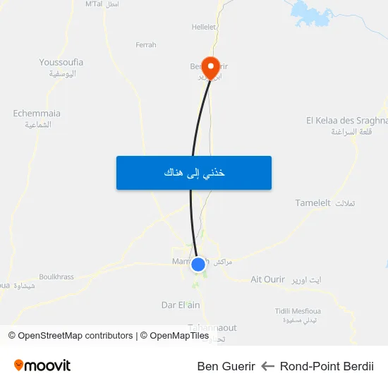 Rond-Point Berdii to Ben Guerir map
