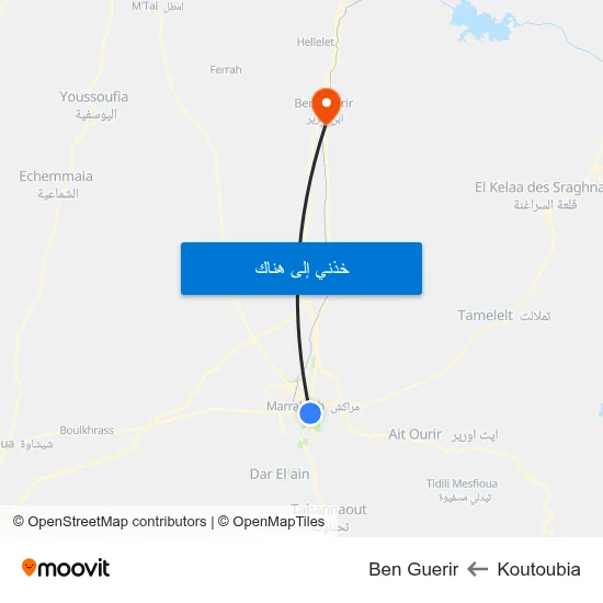 Koutoubia to Ben Guerir map