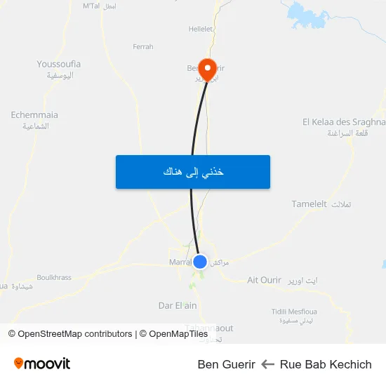 Rue Bab Kechich to Ben Guerir map
