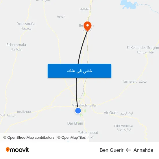 Annahda to Ben Guerir map