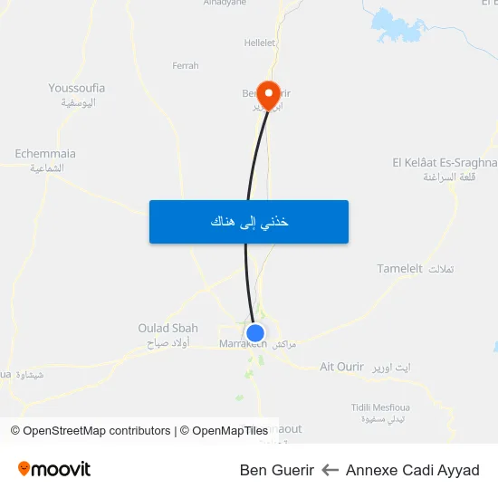 Annexe Cadi Ayyad to Ben Guerir map