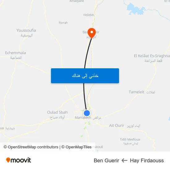 Hay Firdaouss to Ben Guerir map