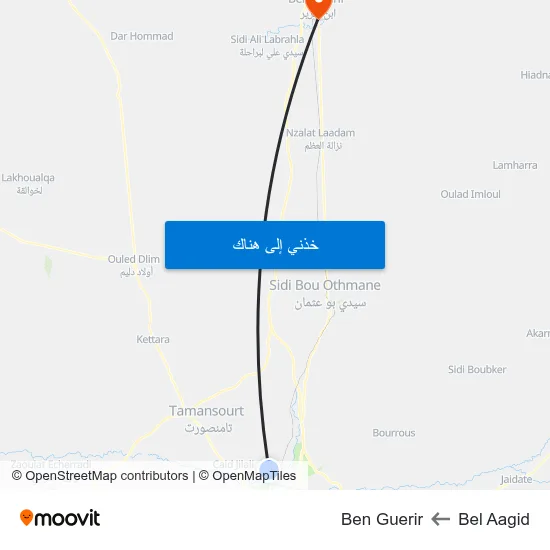 Bel Aagid to Ben Guerir map