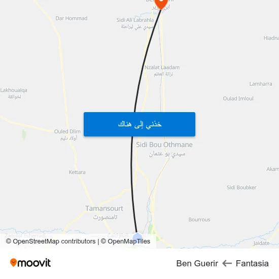 Fantasia to Ben Guerir map