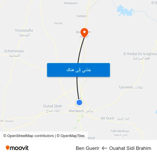 Ouahat Sidi Brahim to Ben Guerir map