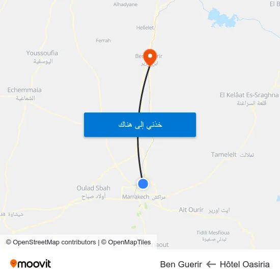 Hôtel Oasiria to Ben Guerir map