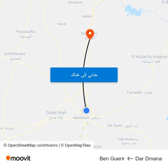 Dar Dmana to Ben Guerir map