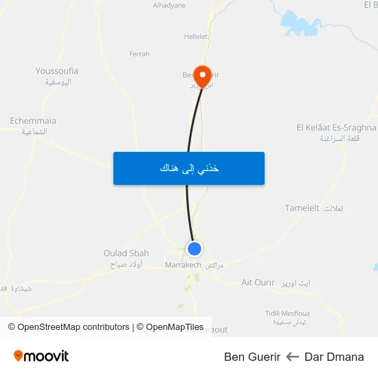 Dar Dmana to Ben Guerir map