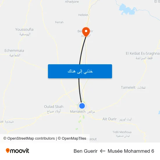 Musée Mohammed 6 to Ben Guerir map