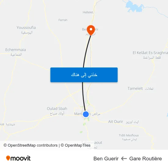 Gare Routière to Ben Guerir map