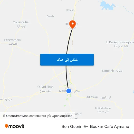 Boukar Café Aymane to Ben Guerir map