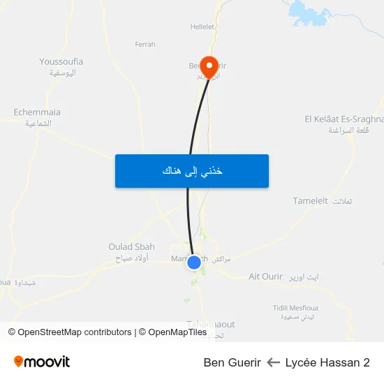 Lycée Hassan 2 to Ben Guerir map