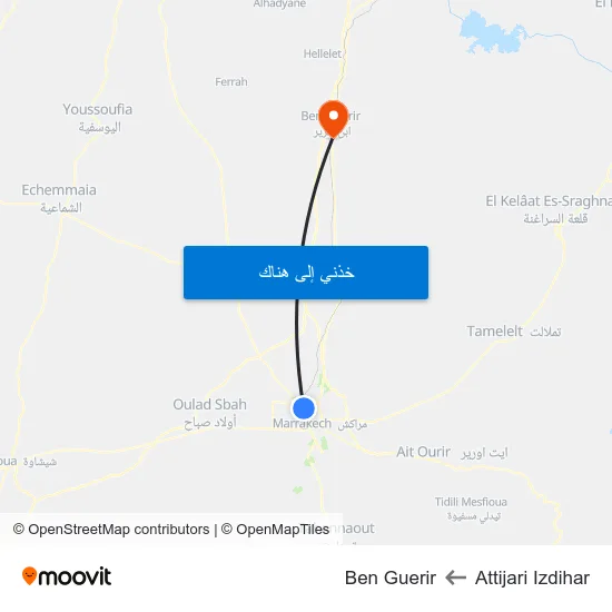 Attijari Izdihar to Ben Guerir map