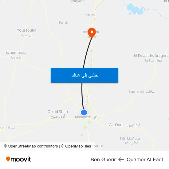 Quartier Al Fadl to Ben Guerir map