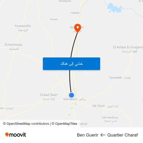 Quartier Charaf to Ben Guerir map