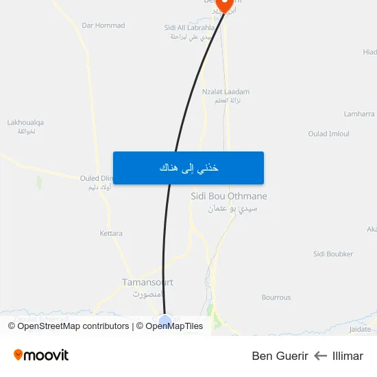 Illimar to Ben Guerir map