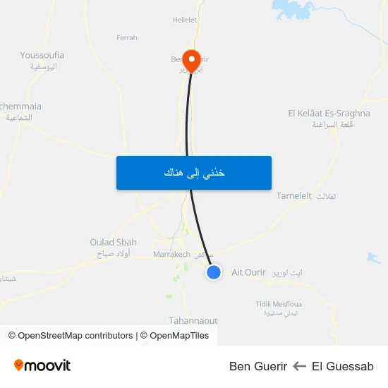 El Guessab to Ben Guerir map