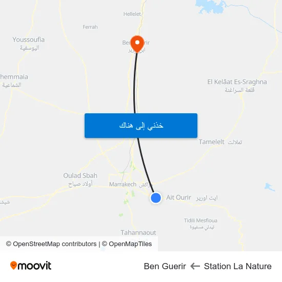 Station La Nature to Ben Guerir map