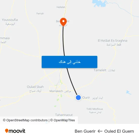 Ouled El Guern to Ben Guerir map