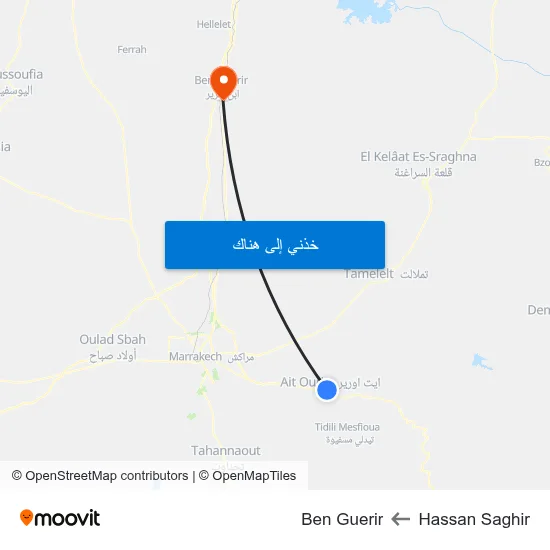 Hassan Saghir to Ben Guerir map