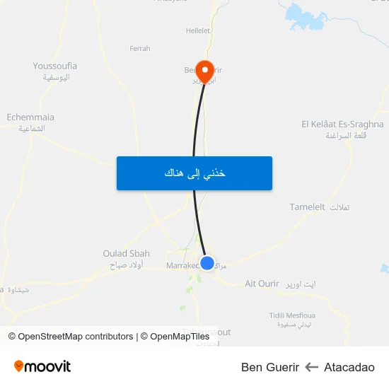 Atacadao to Ben Guerir map