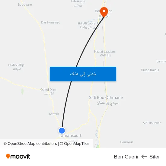 Sifer to Ben Guerir map