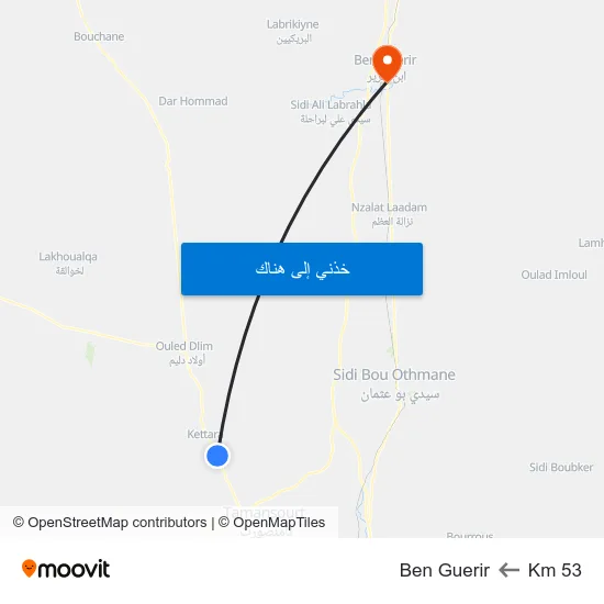 Km 53 to Ben Guerir map