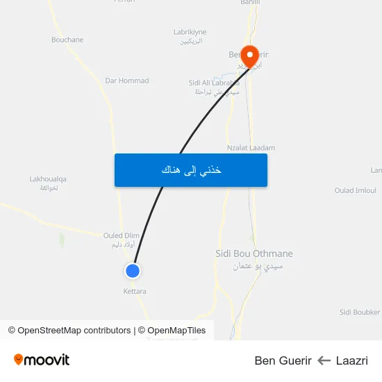 Laazri to Ben Guerir map