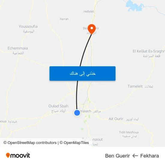Fekhara to Ben Guerir map