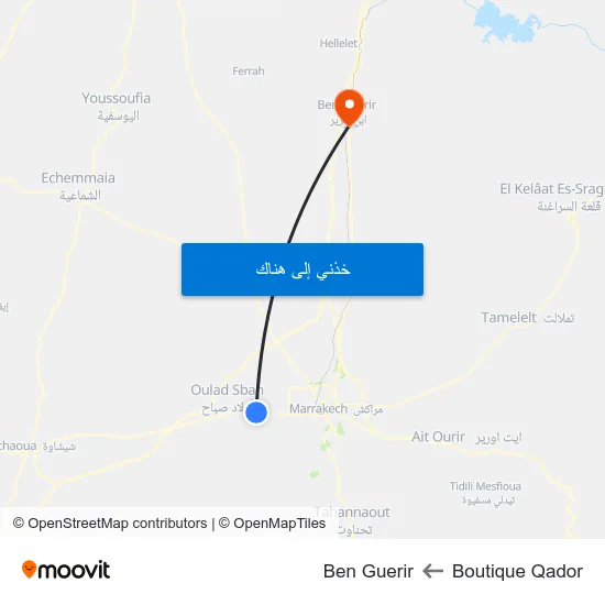 Boutique Qador to Ben Guerir map