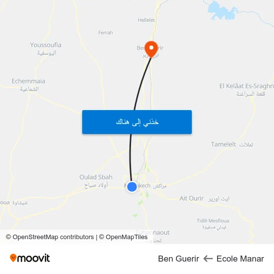 Ecole Manar to Ben Guerir map