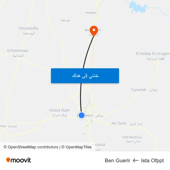 Ista Ofppt to Ben Guerir map