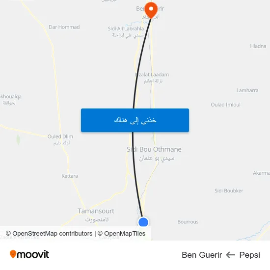 Pepsi to Ben Guerir map