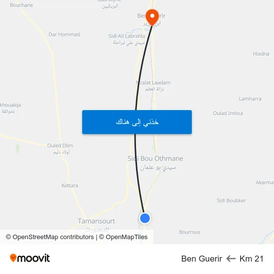 Km 21 to Ben Guerir map